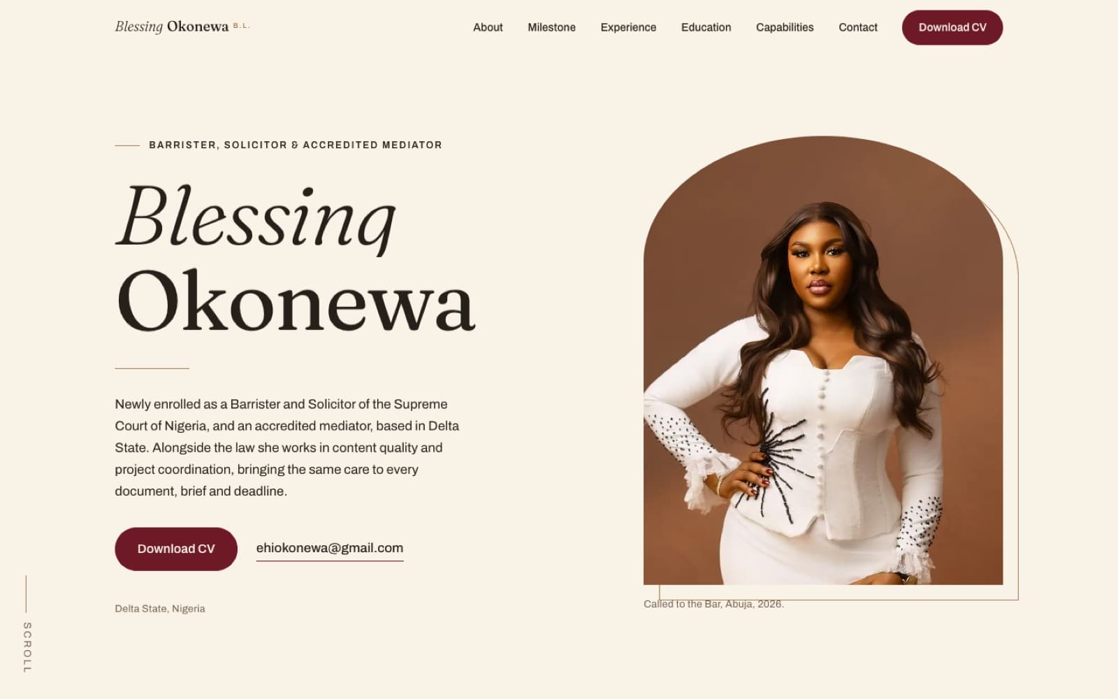 Blessing Okonewa Portfolio website screenshot