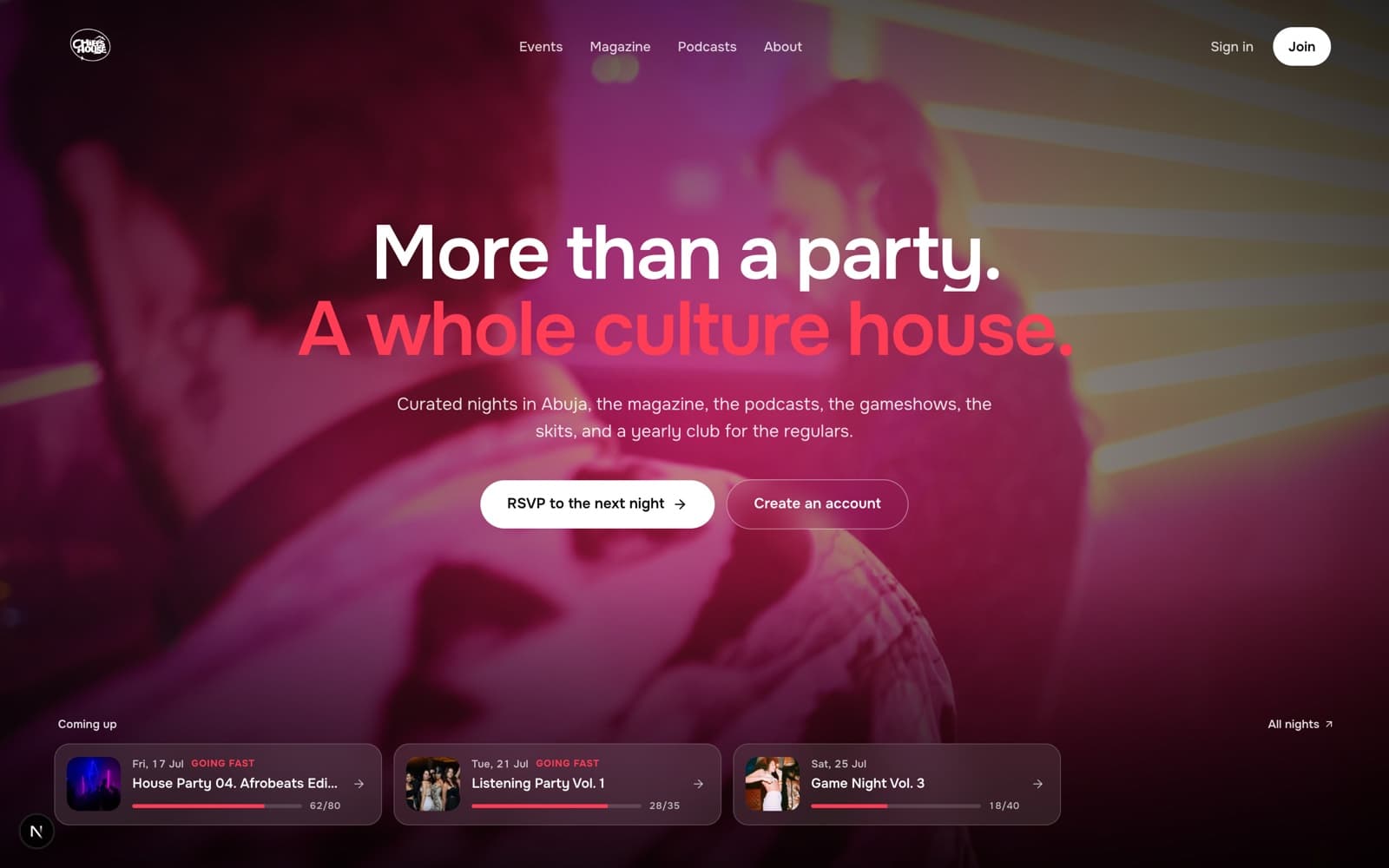 Chiefs House website screenshot