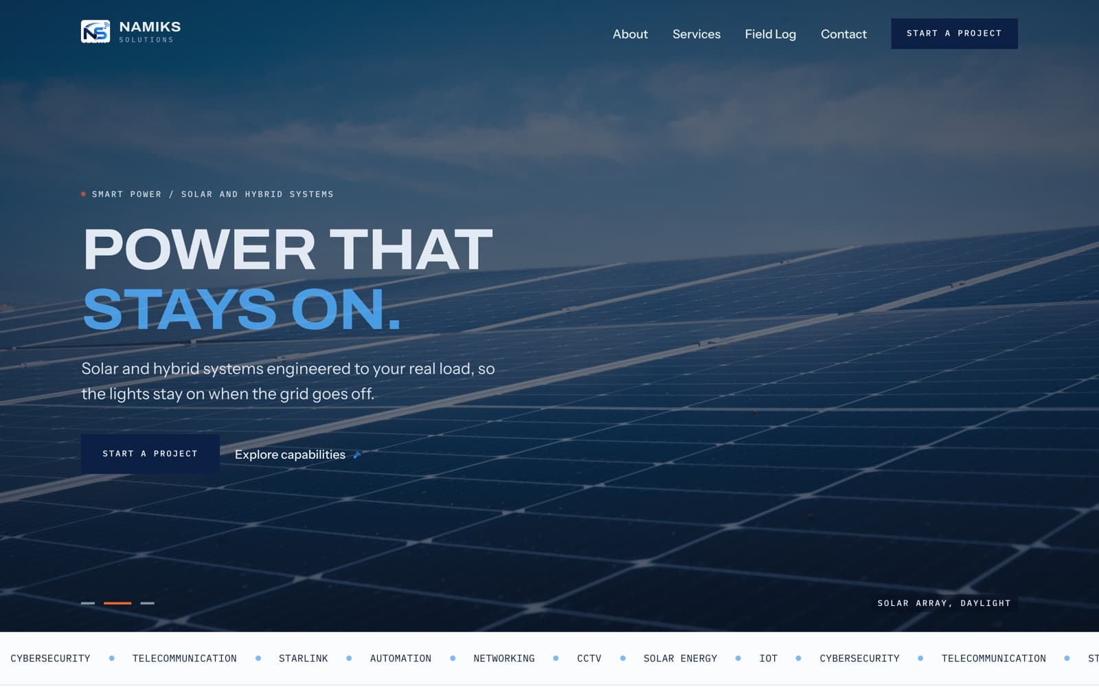 Namiks Solutions website screenshot