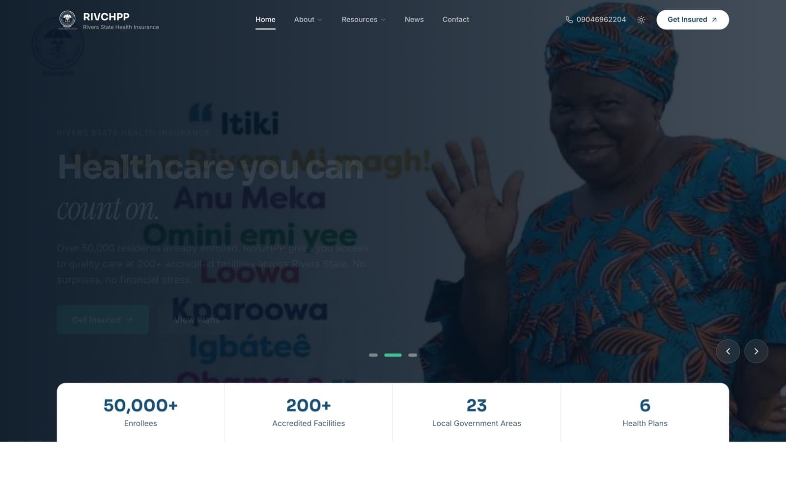 RIVCHPP, Rivers State Government website screenshot
